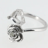 Sterling Silver Semi Mount Ring Setting Heart HT 8x8mm Love & Heart Toi et Moi Bypass Promise Ring Syzjewelry